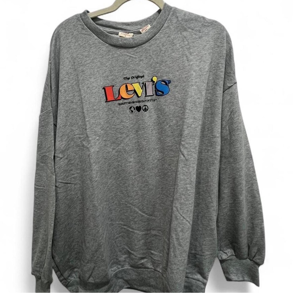 Levi's Multicolor Logo Gray Crewneck Sweater